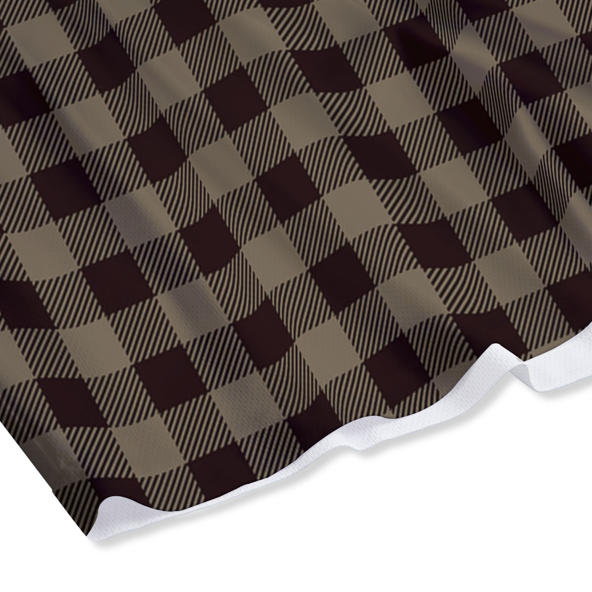Tan Dark And Black Check Print Pattern Mesh Shorts