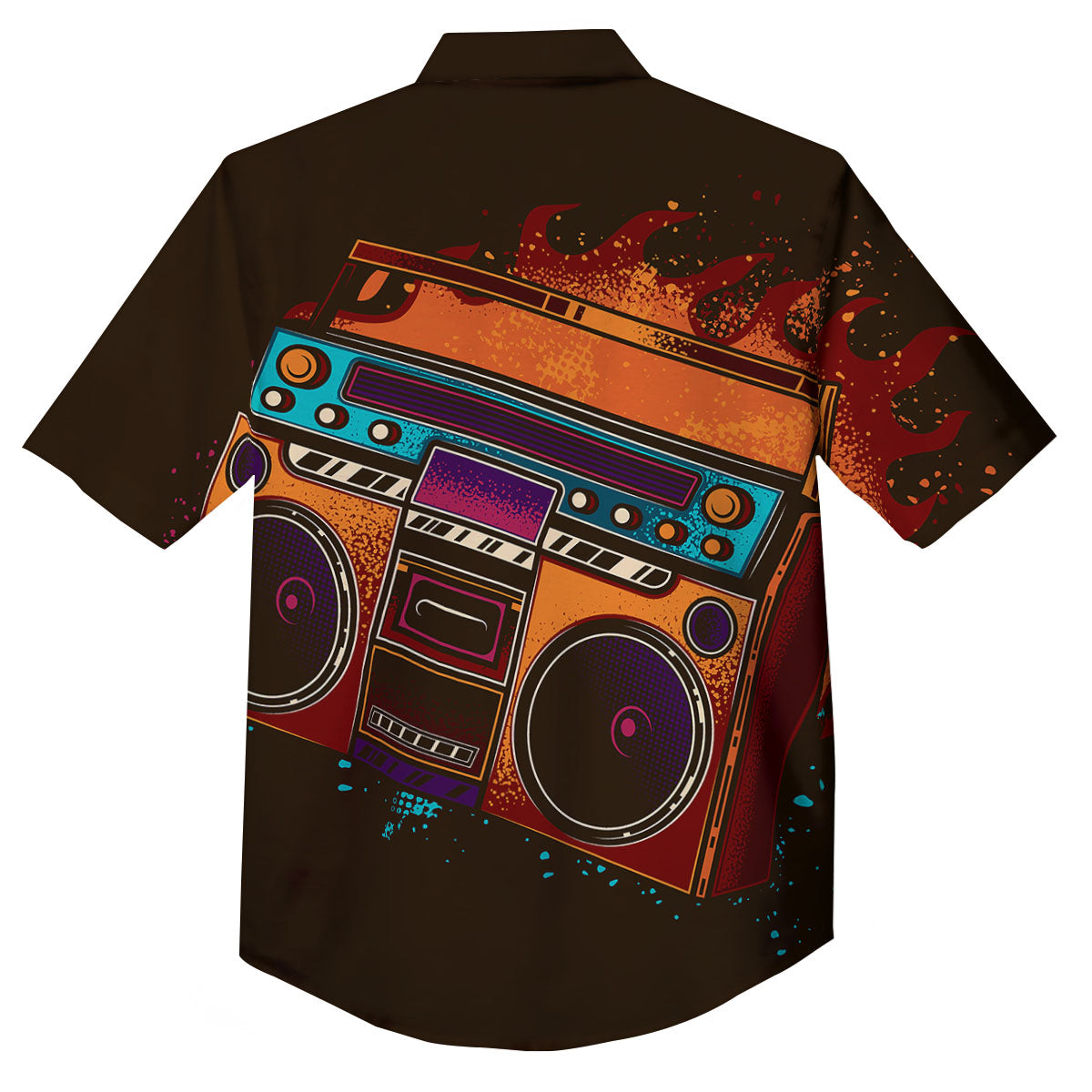 Tape Old Cassette Print Button Up Shirt-grizzshop