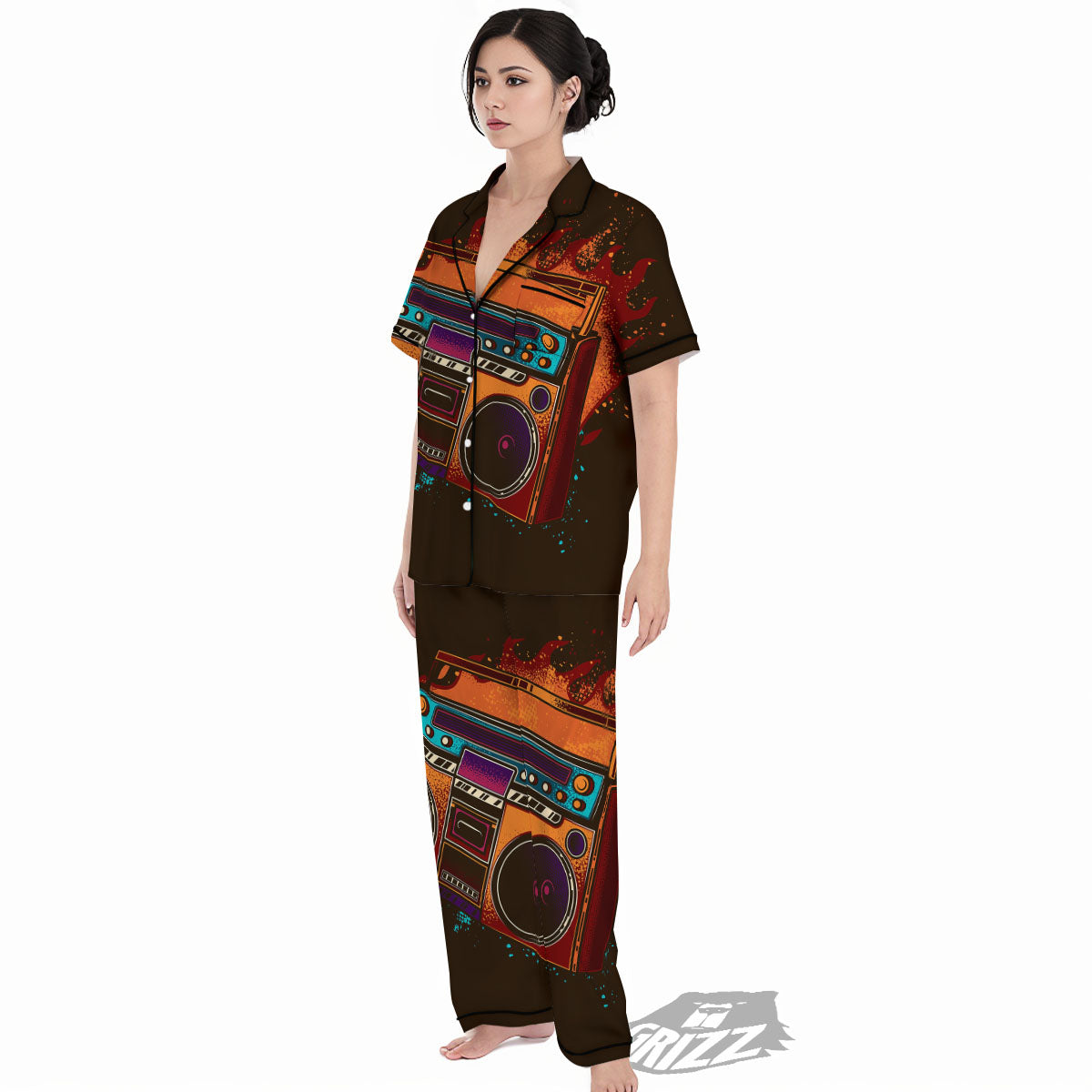 Tape Old Cassette Print Women's Pajamas Set-grizzshop