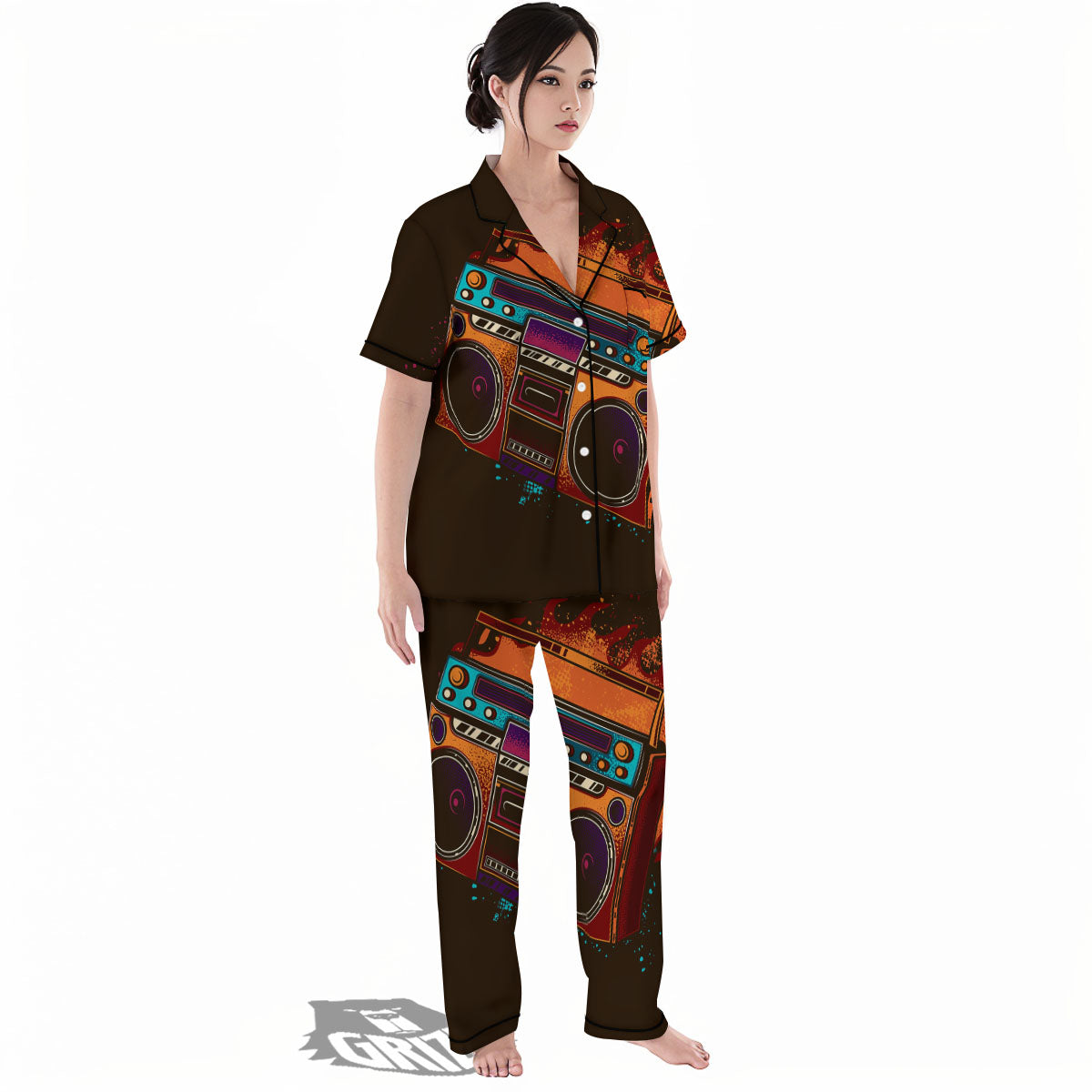Tape Old Cassette Print Women's Pajamas Set-grizzshop
