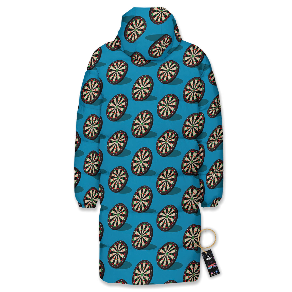 Target Blue Bullseye Print Pattern Long Down Jacket-grizzshop
