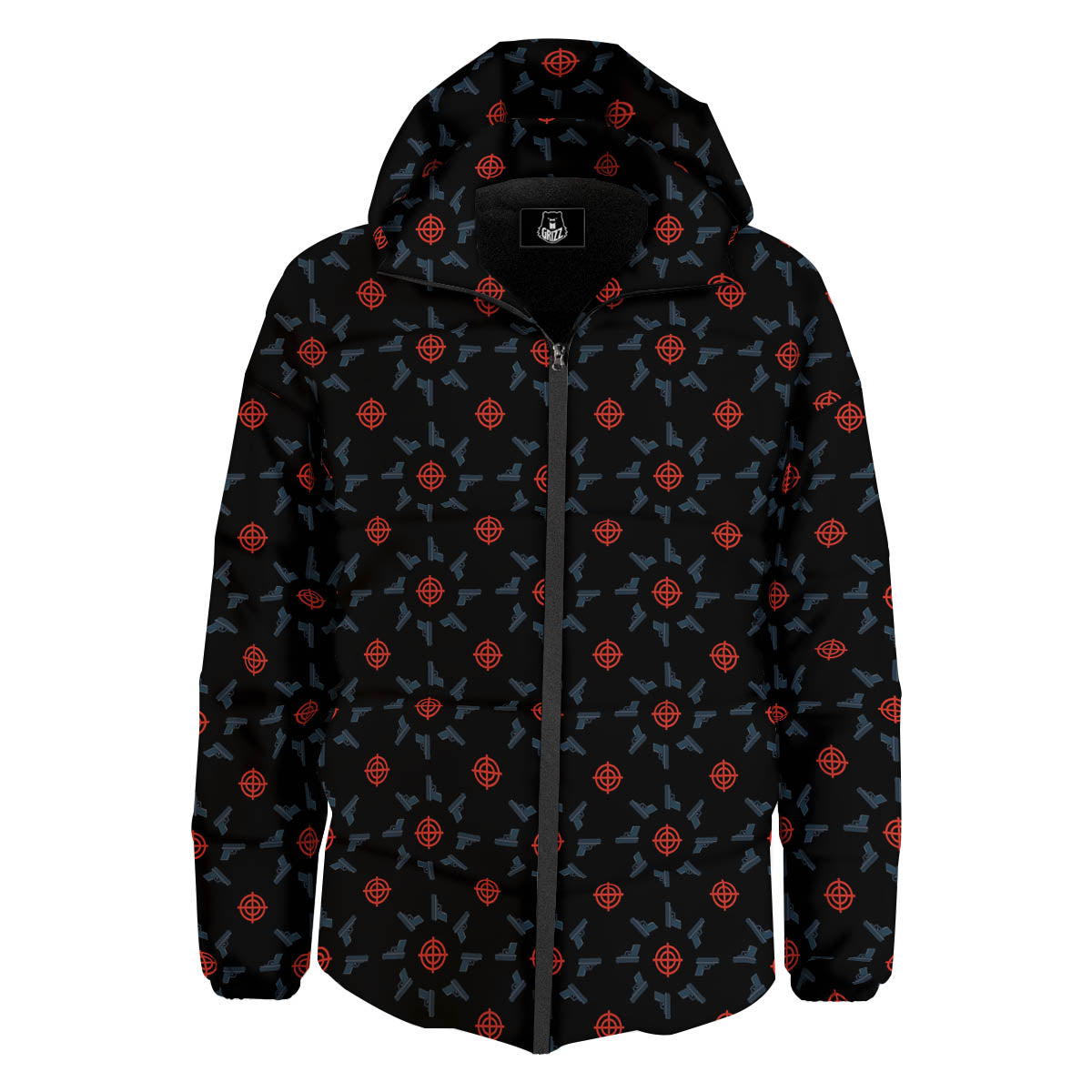 Target Bullseye Print Pattern Down Jacket-grizzshop