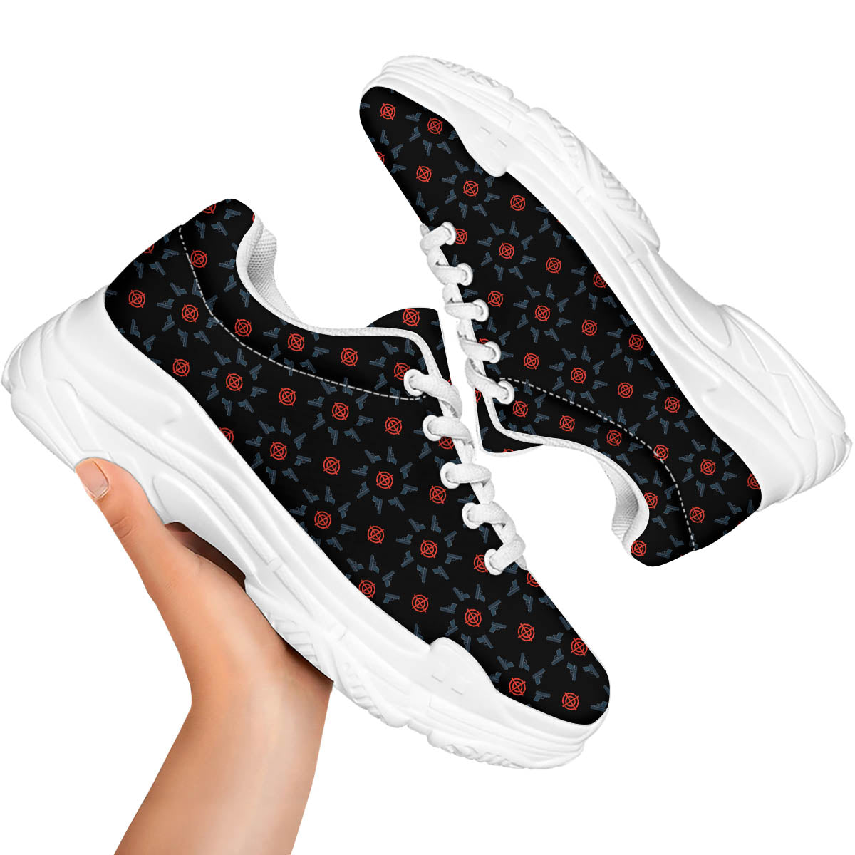 Target Bullseye Print Pattern White Chunky Shoes-grizzshop