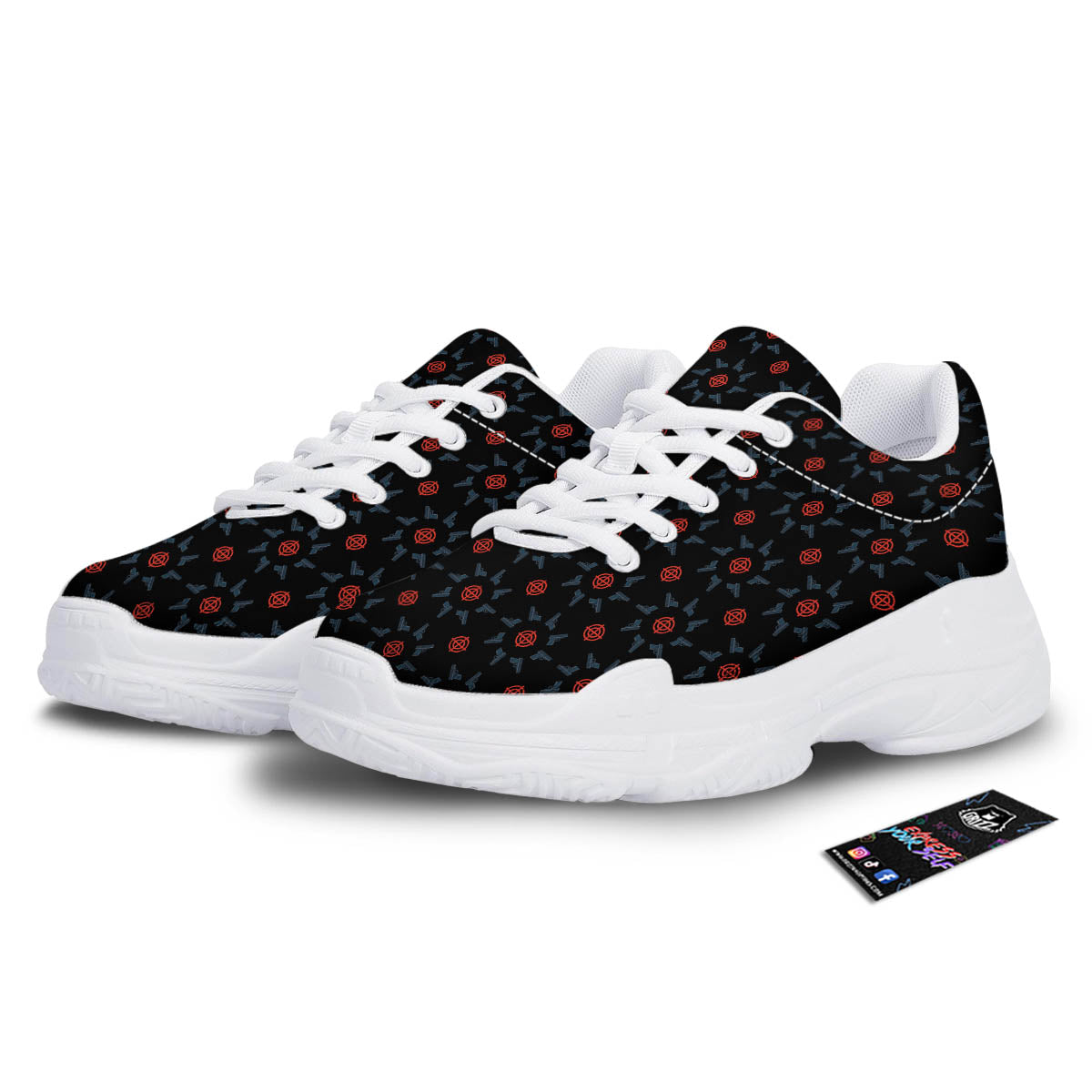 Target Bullseye Print Pattern White Chunky Shoes-grizzshop