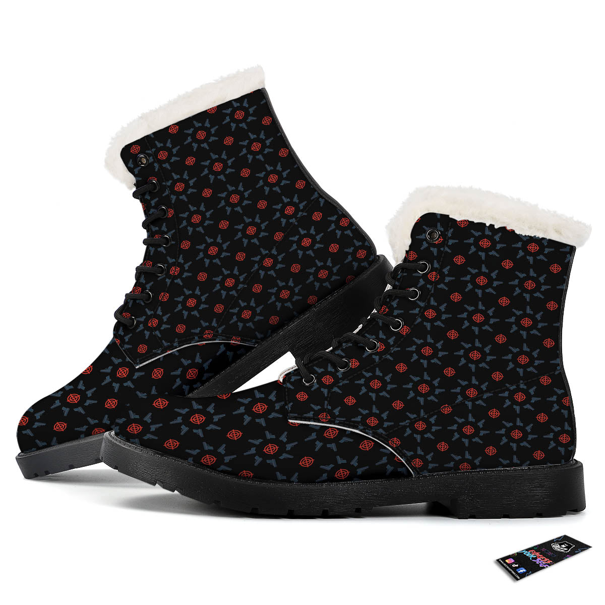 Target Bullseye Print Pattern Winter Boots-grizzshop