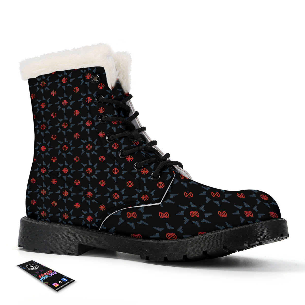 Target Bullseye Print Pattern Winter Boots-grizzshop