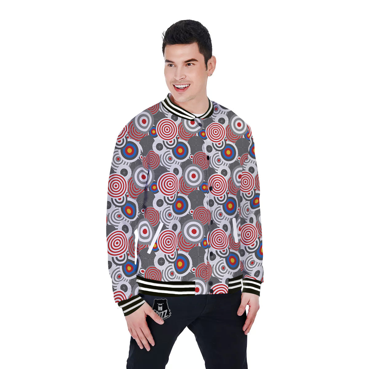 Target Darts Board Game Print Pattern Baseball Jacket-grizzshop