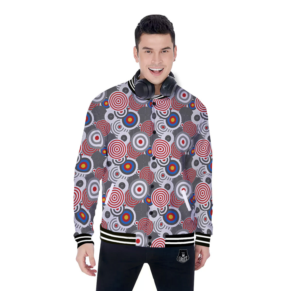 Target Darts Board Game Print Pattern Baseball Jacket-grizzshop