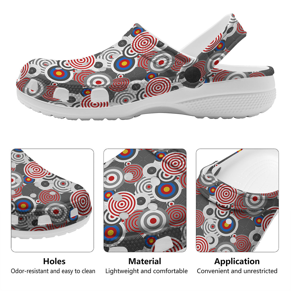 Target Darts Board Game Print Pattern Clog-grizzshop