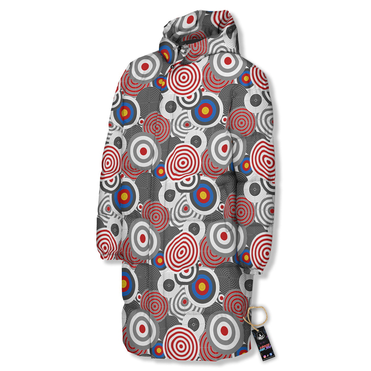 Target Darts Board Game Print Pattern Long Down Jacket-grizzshop