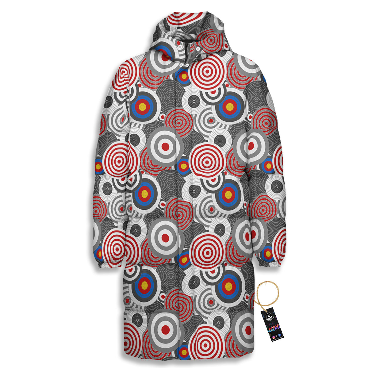 Target Darts Board Game Print Pattern Long Down Jacket-grizzshop