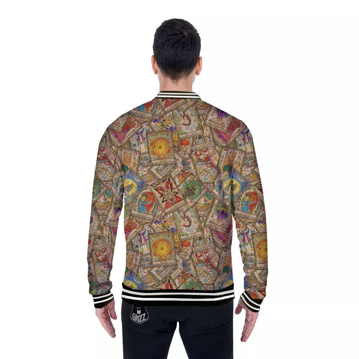 Tarot Card Wicca Vintage Print Pattern Baseball Jacket-grizzshop