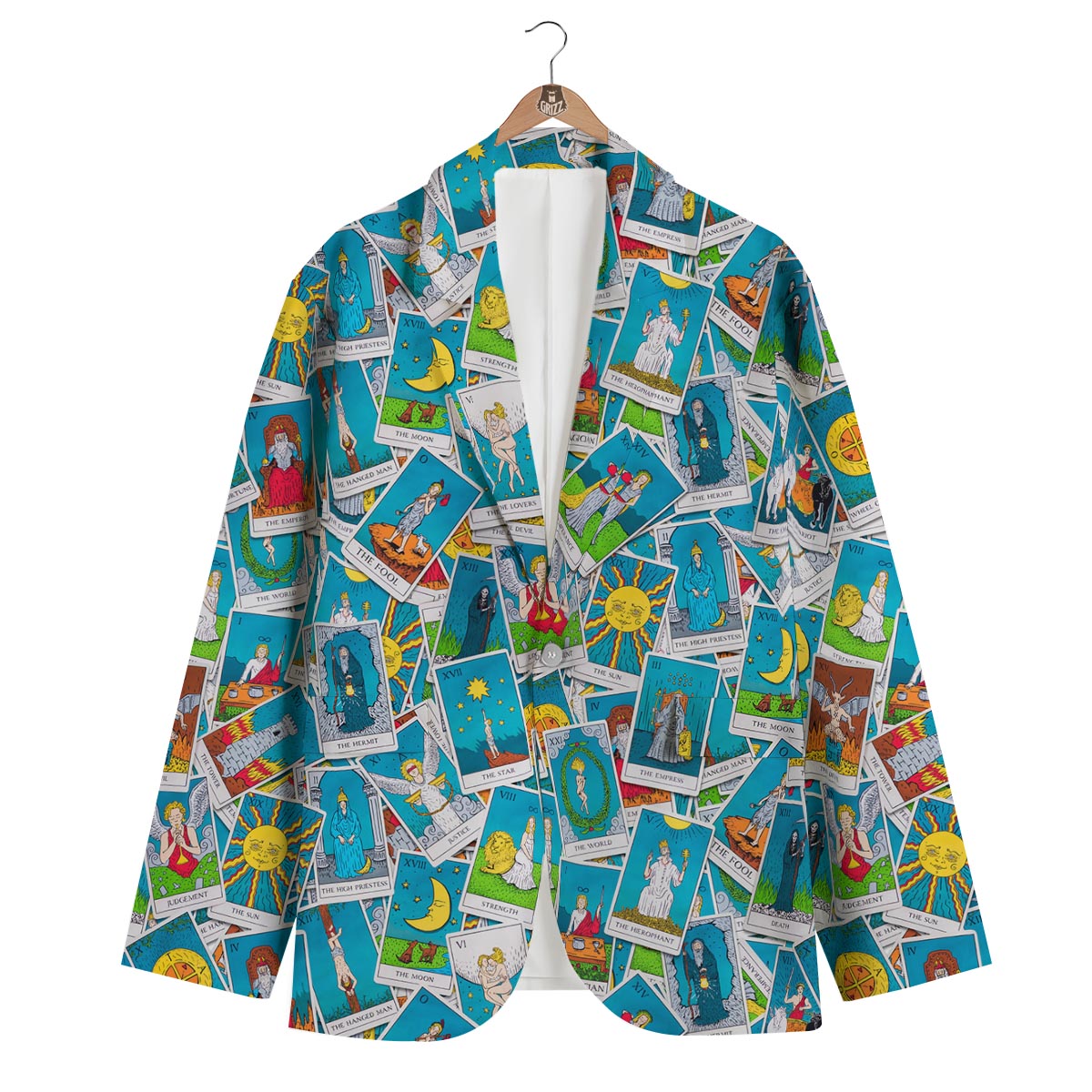 Tarot Pattern Print Men's Blazer-grizzshop