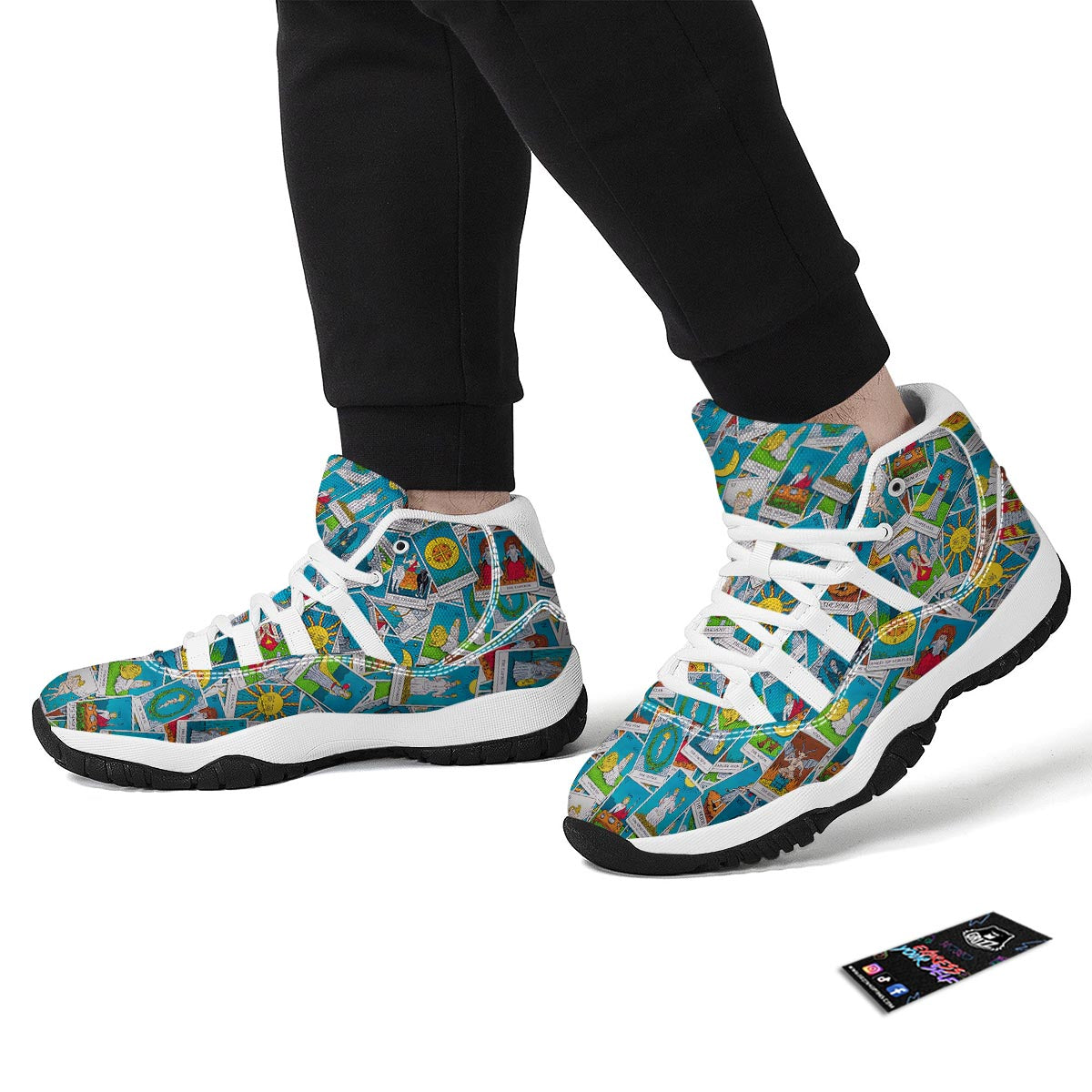 Tarot Pattern Print White Bball Shoes-grizzshop