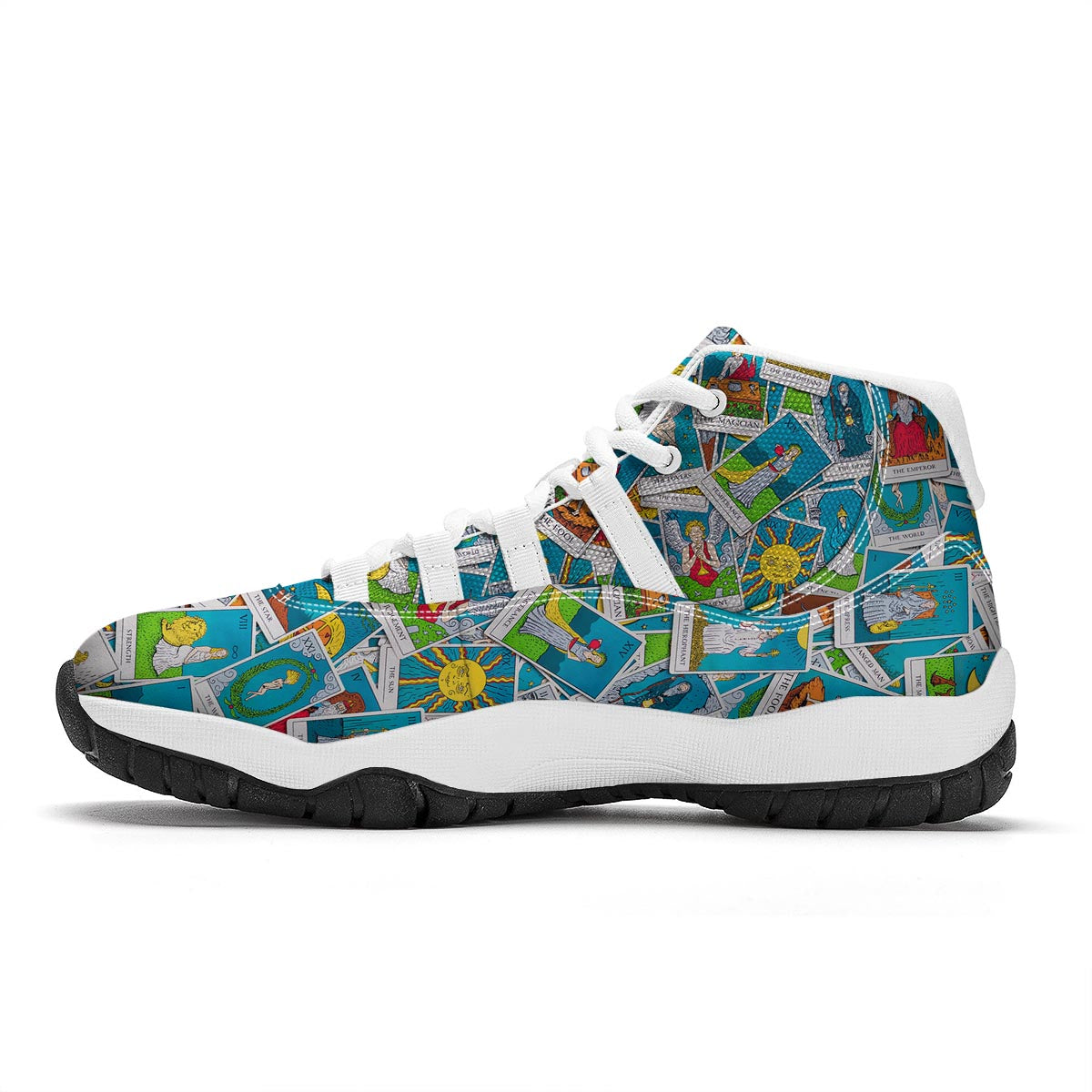 Tarot Pattern Print White Bball Shoes-grizzshop