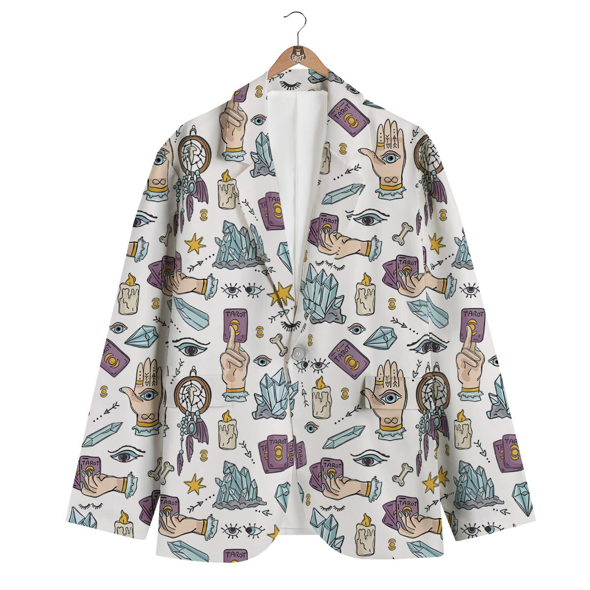 Tarot Print Pattern Men's Blazer-grizzshop