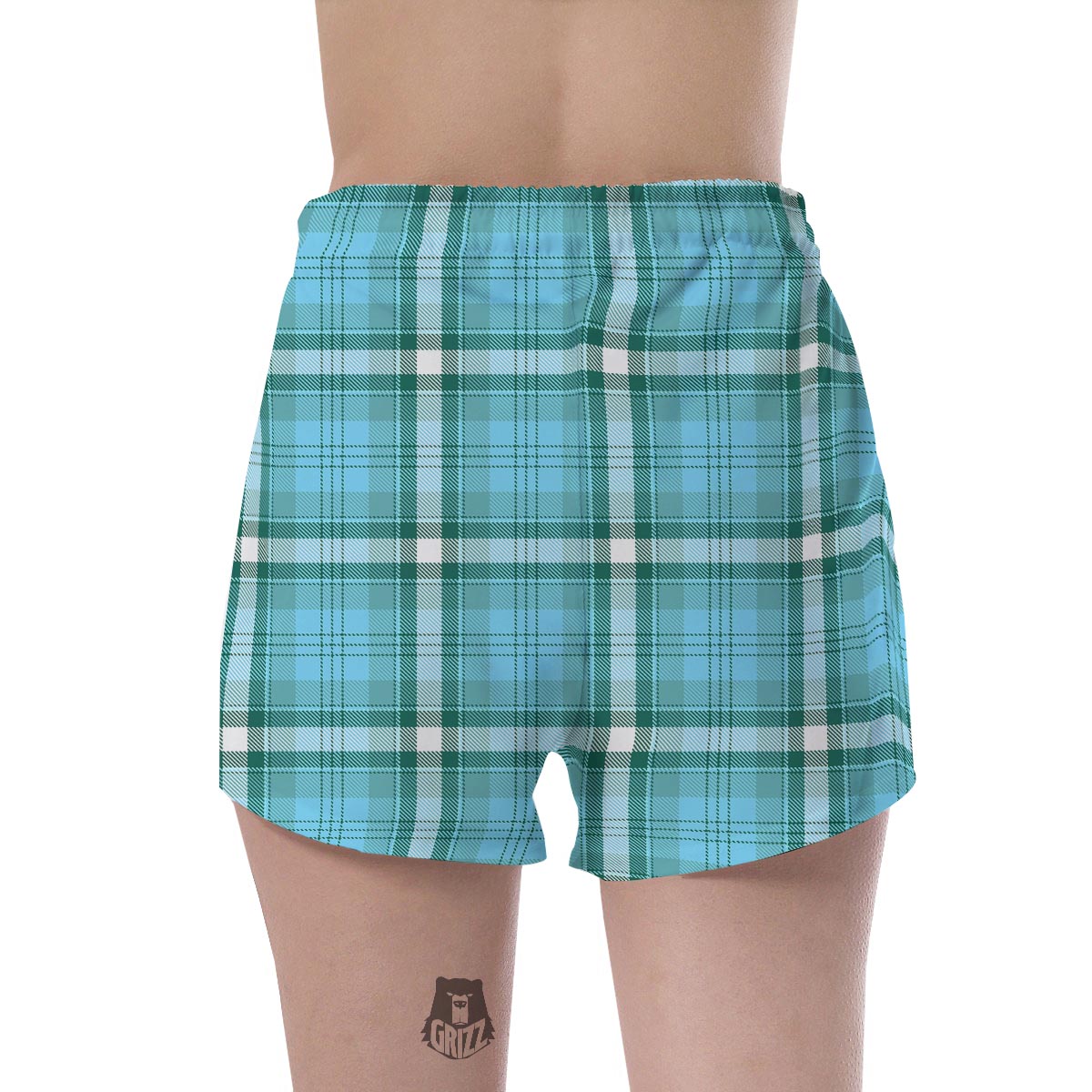 Tartan Aqua Blue Plaid Women's Shorts-grizzshop