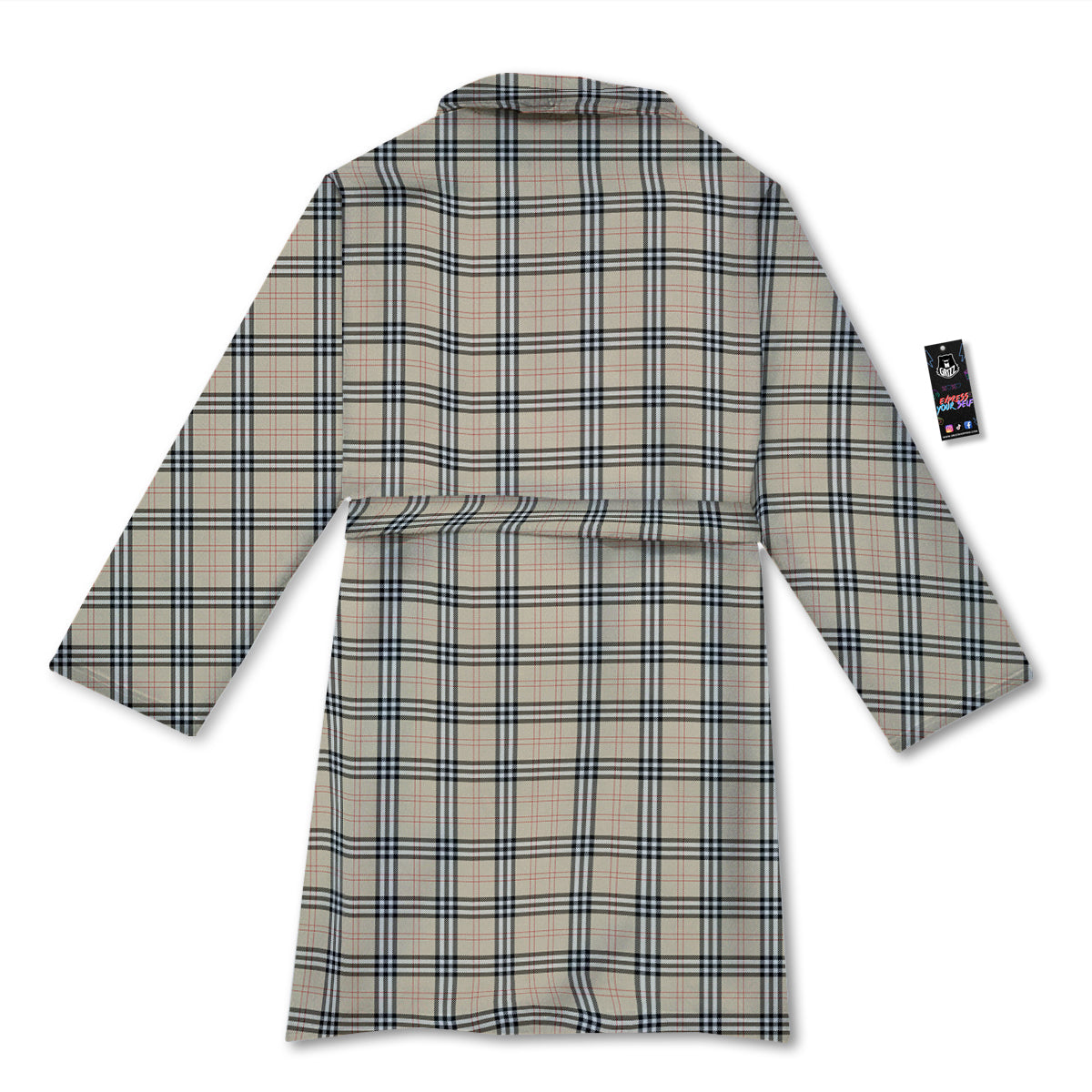 Tartan Beige Print Pattern Bathrobe-grizzshop