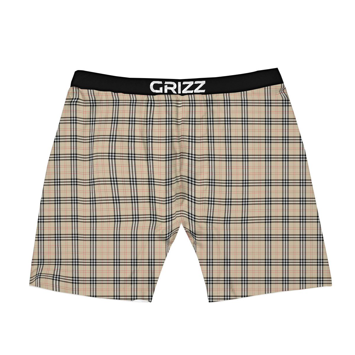 Tartan Beige Print Pattern Boxer Briefs-grizzshop