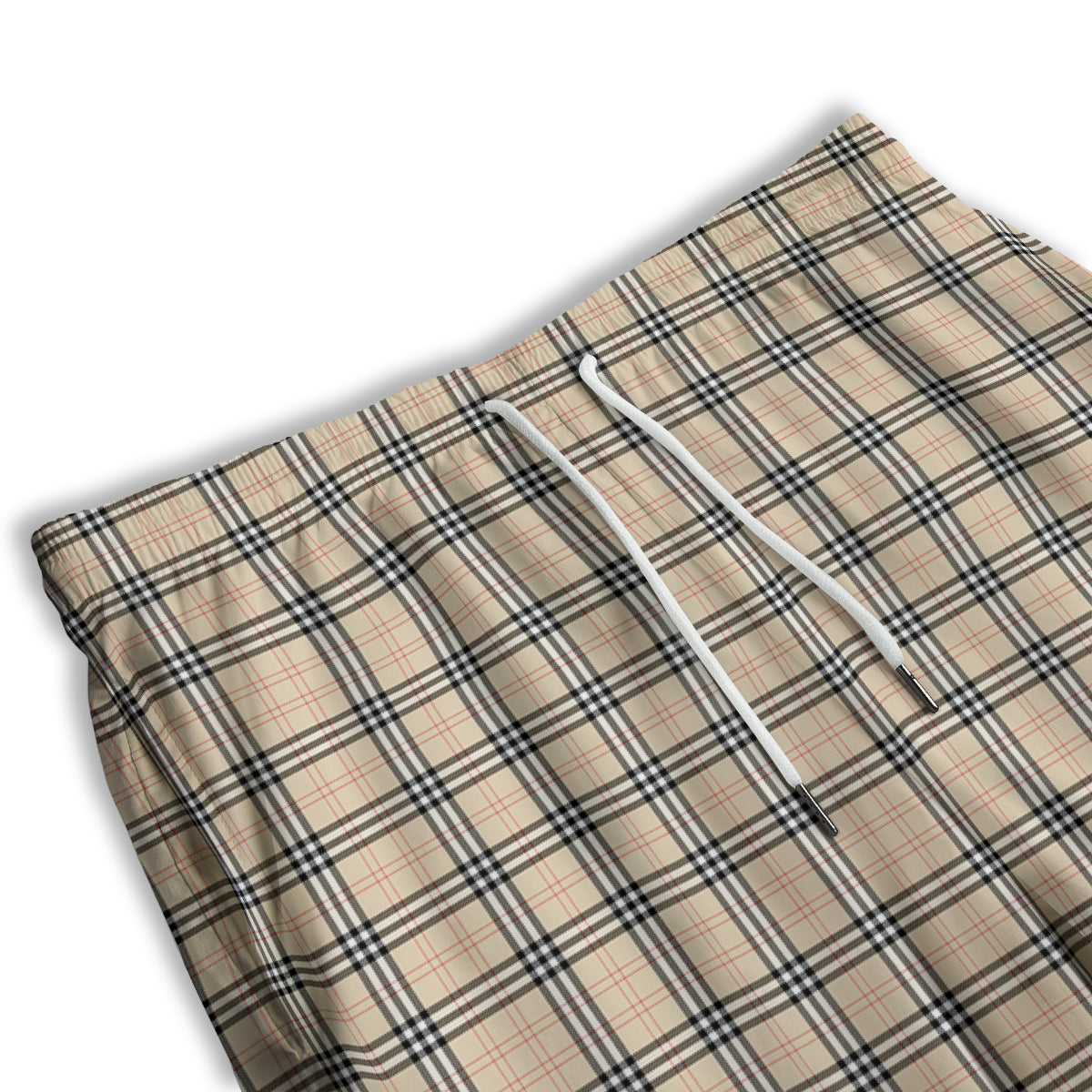 Tartan Beige Print Pattern Men's Athletic Shorts