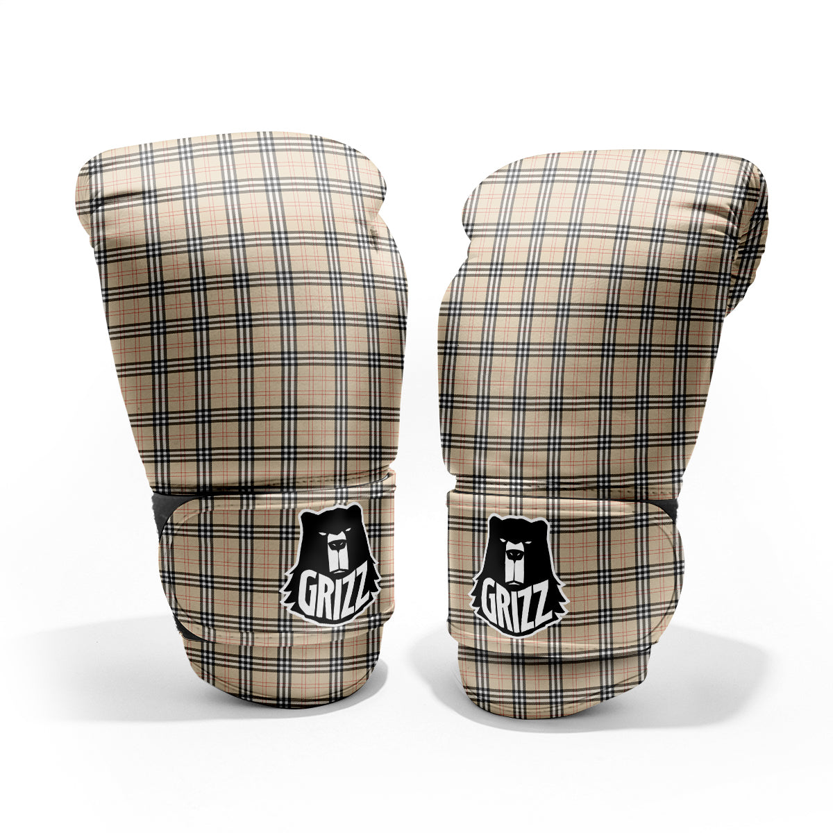 Tartan Beige Print Pattern Pro Boxing Glove