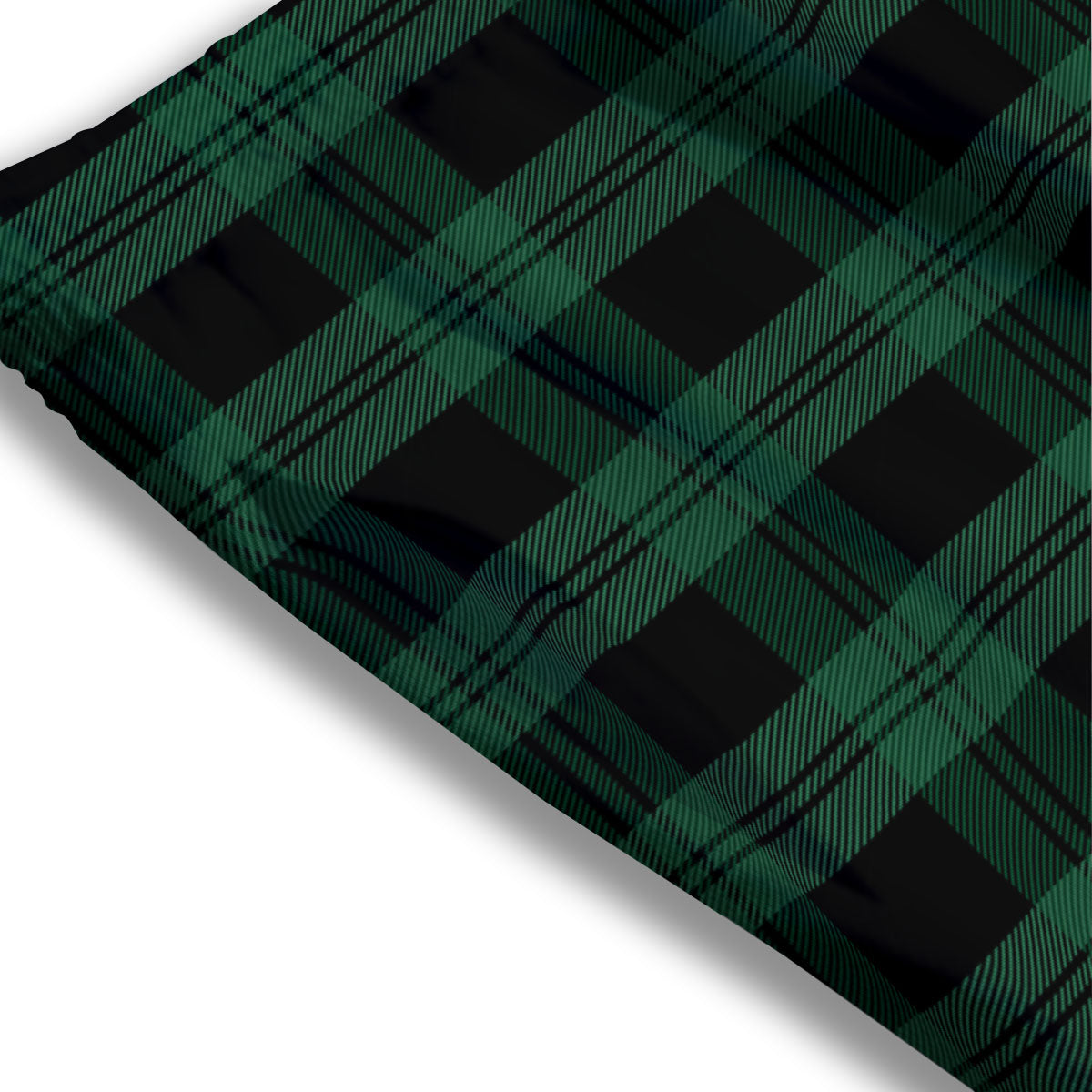 Tartan Black And Green Print Pattern Mesh Shorts