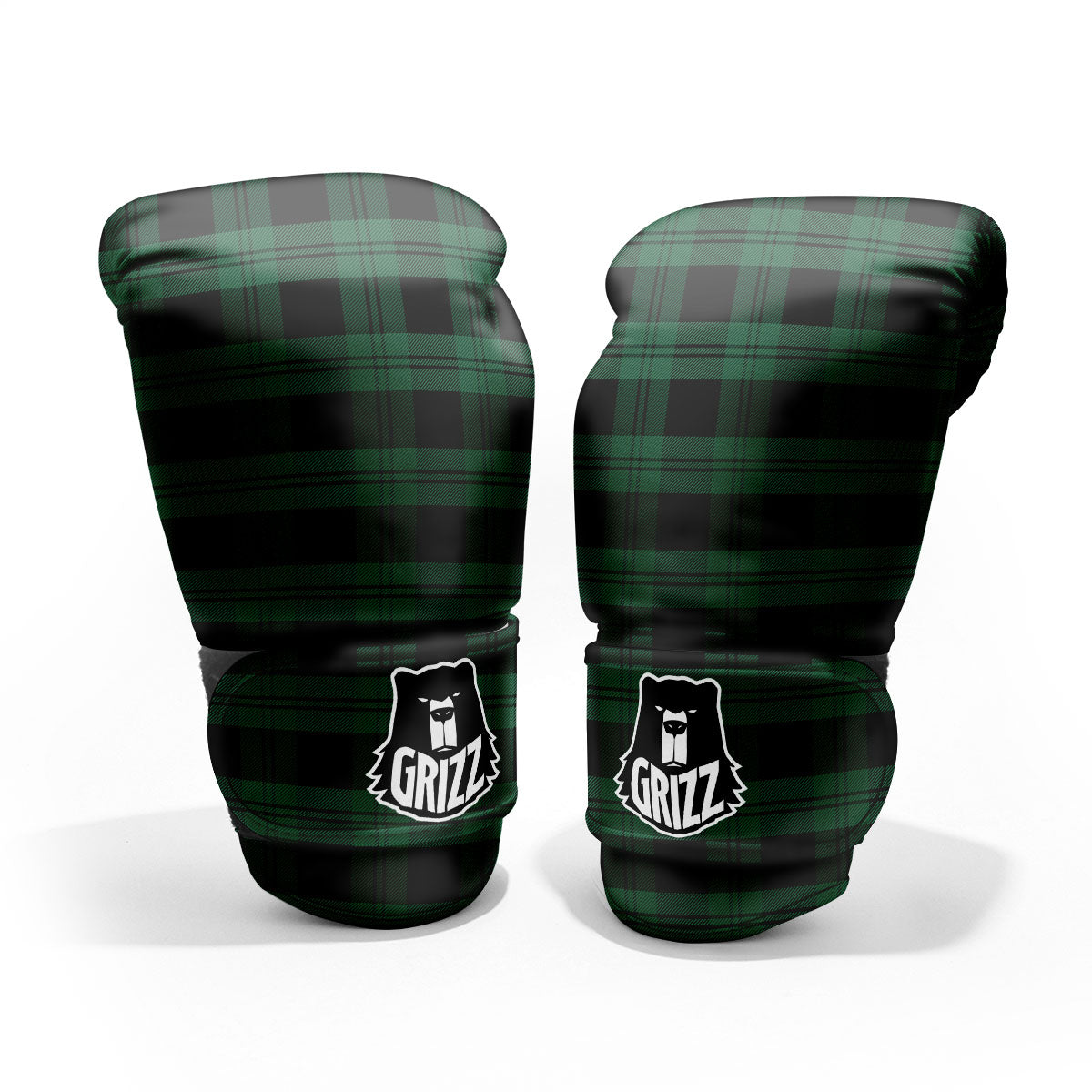 Tartan Black And Green Print Pattern Pro Boxing Glove