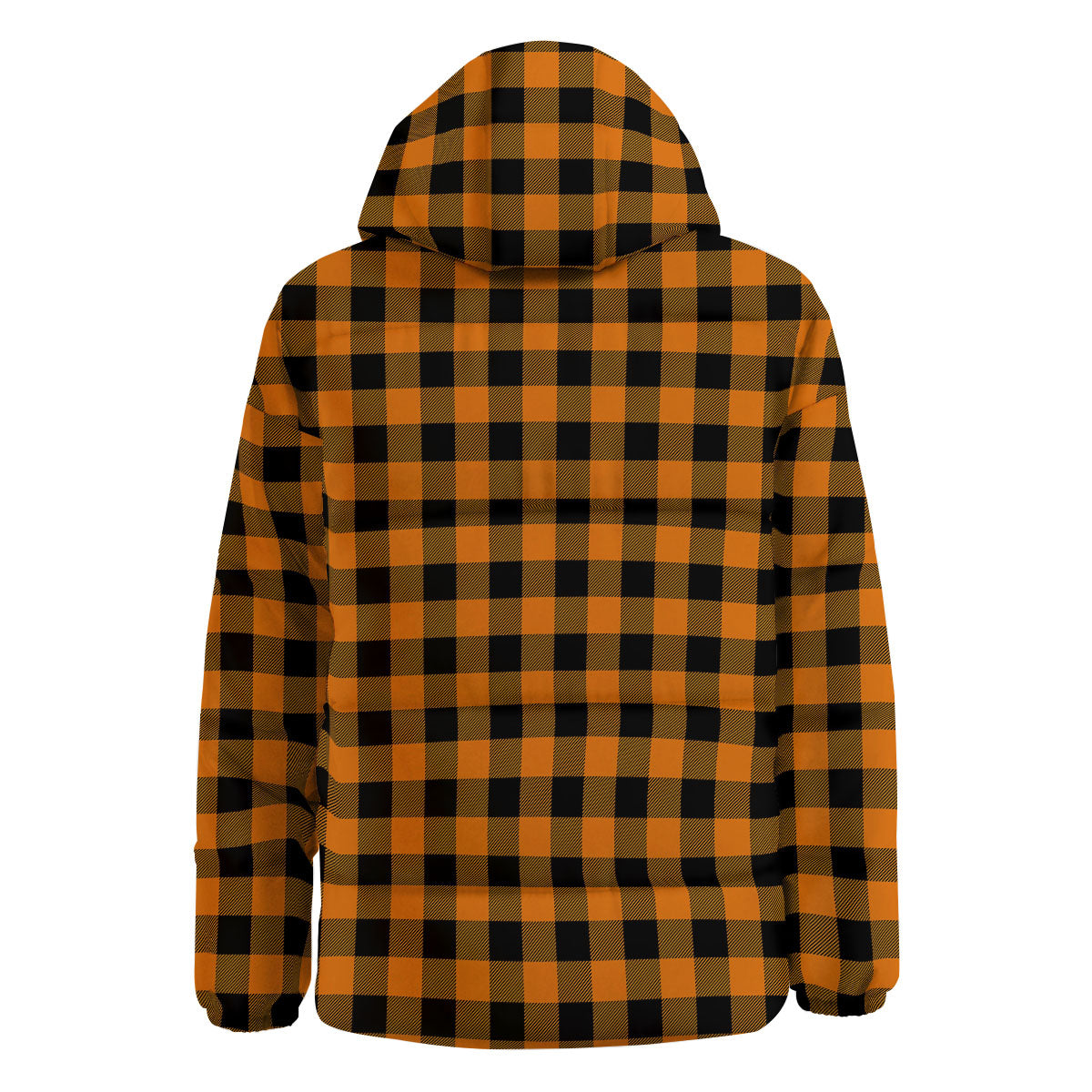 Tartan Black And Orange Print Pattern Down Jacket-grizzshop