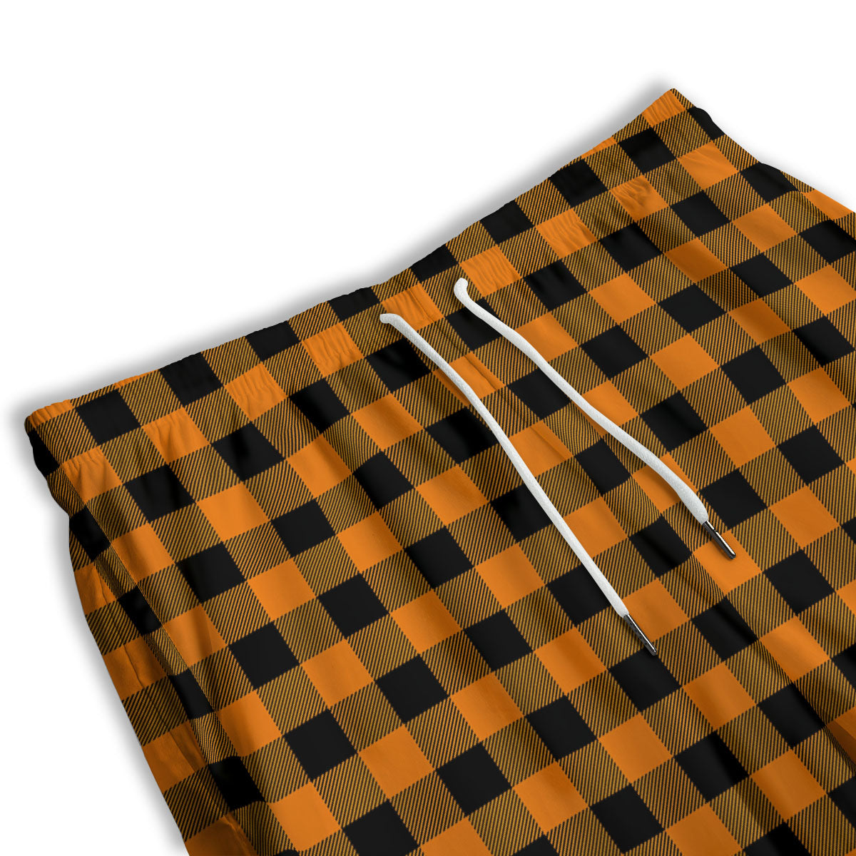 Tartan Black And Orange Print Pattern Men's Athletic Shorts