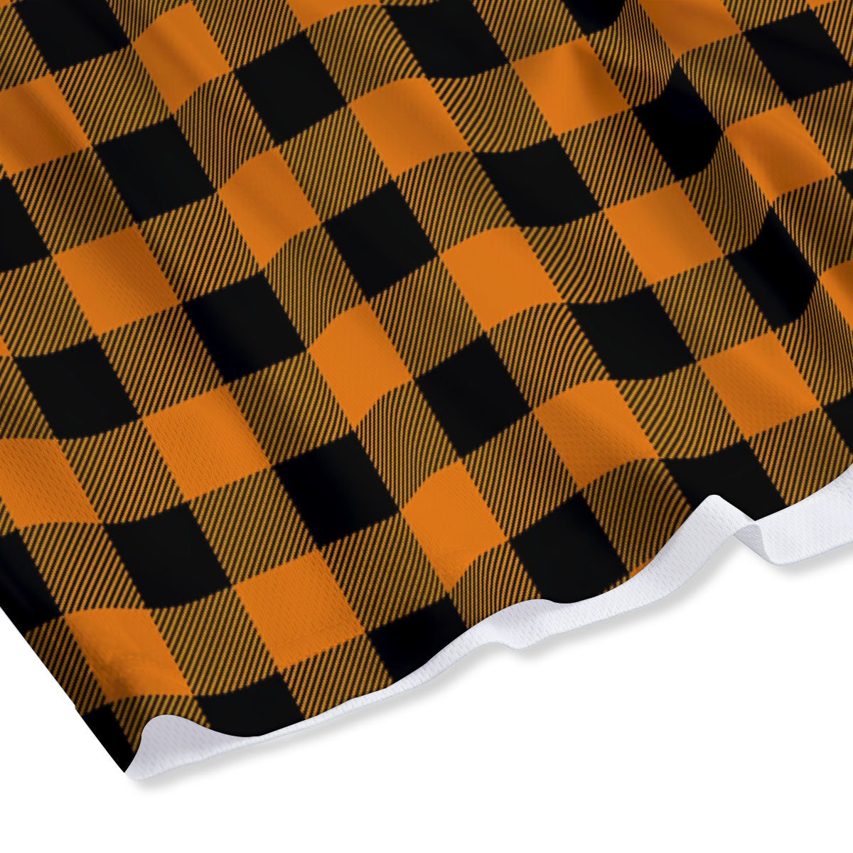 Tartan Black And Orange Print Pattern Mesh Shorts