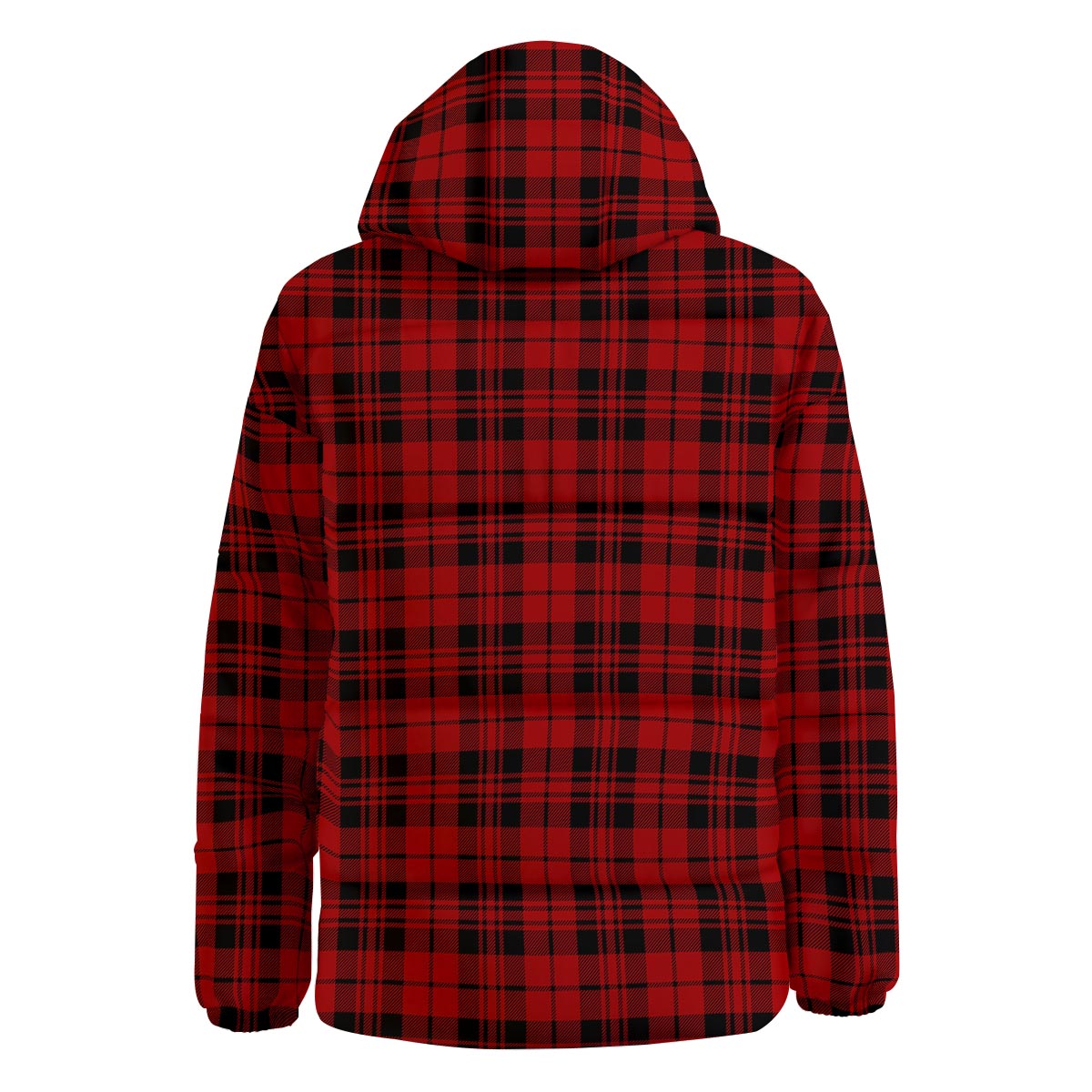 Tartan Black And Red Print Pattern Down Jacket-grizzshop