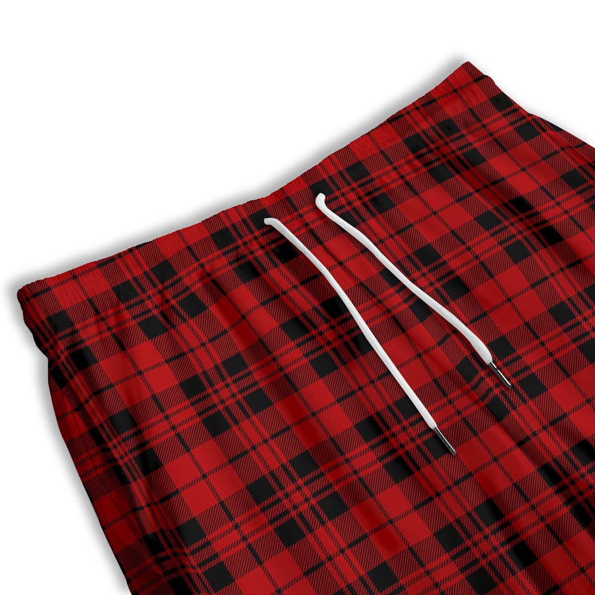 Tartan Black And Red Print Pattern Men's Athletic Shorts