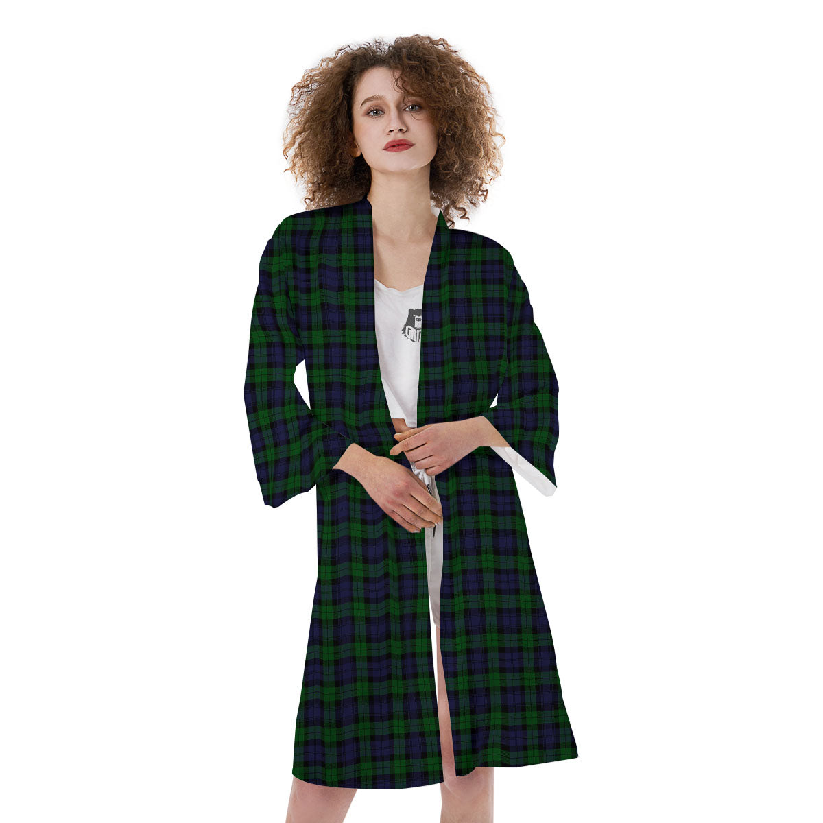 Tartan Black Watch Print Pattern Kimono-grizzshop