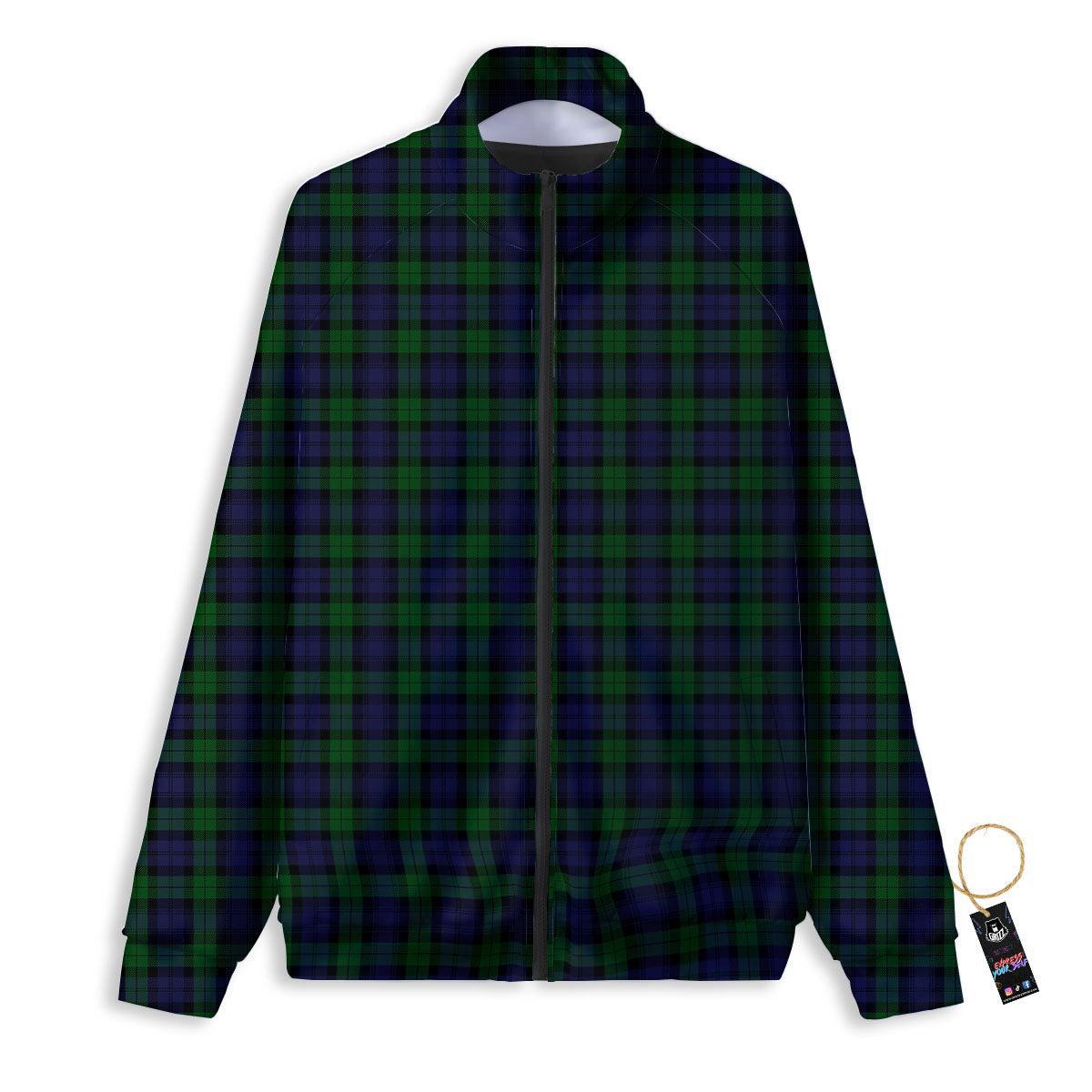 Tartan Black Watch Print Pattern Track Jacket-grizzshop