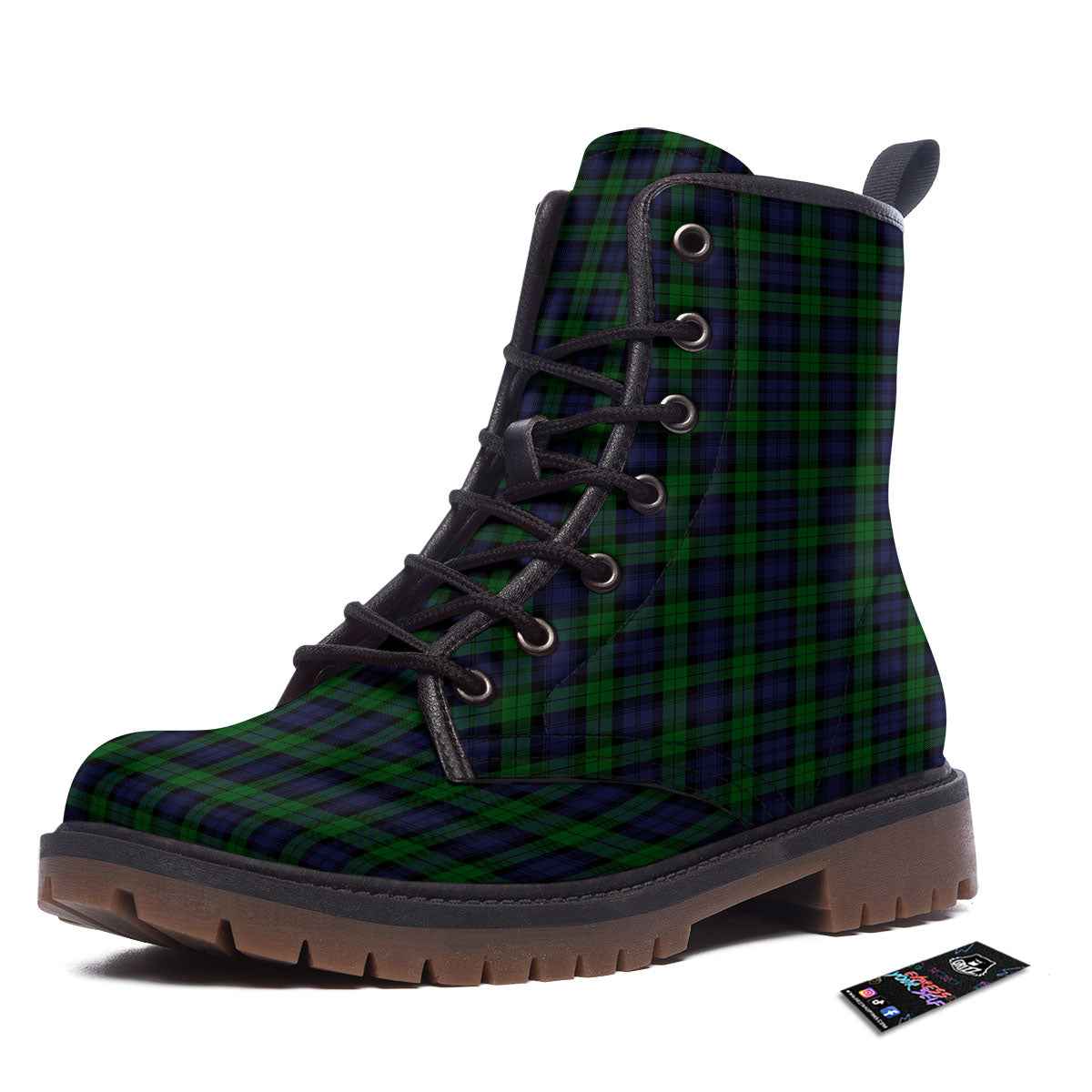 Tartan Black Watch Print Pattern Work Boots-grizzshop