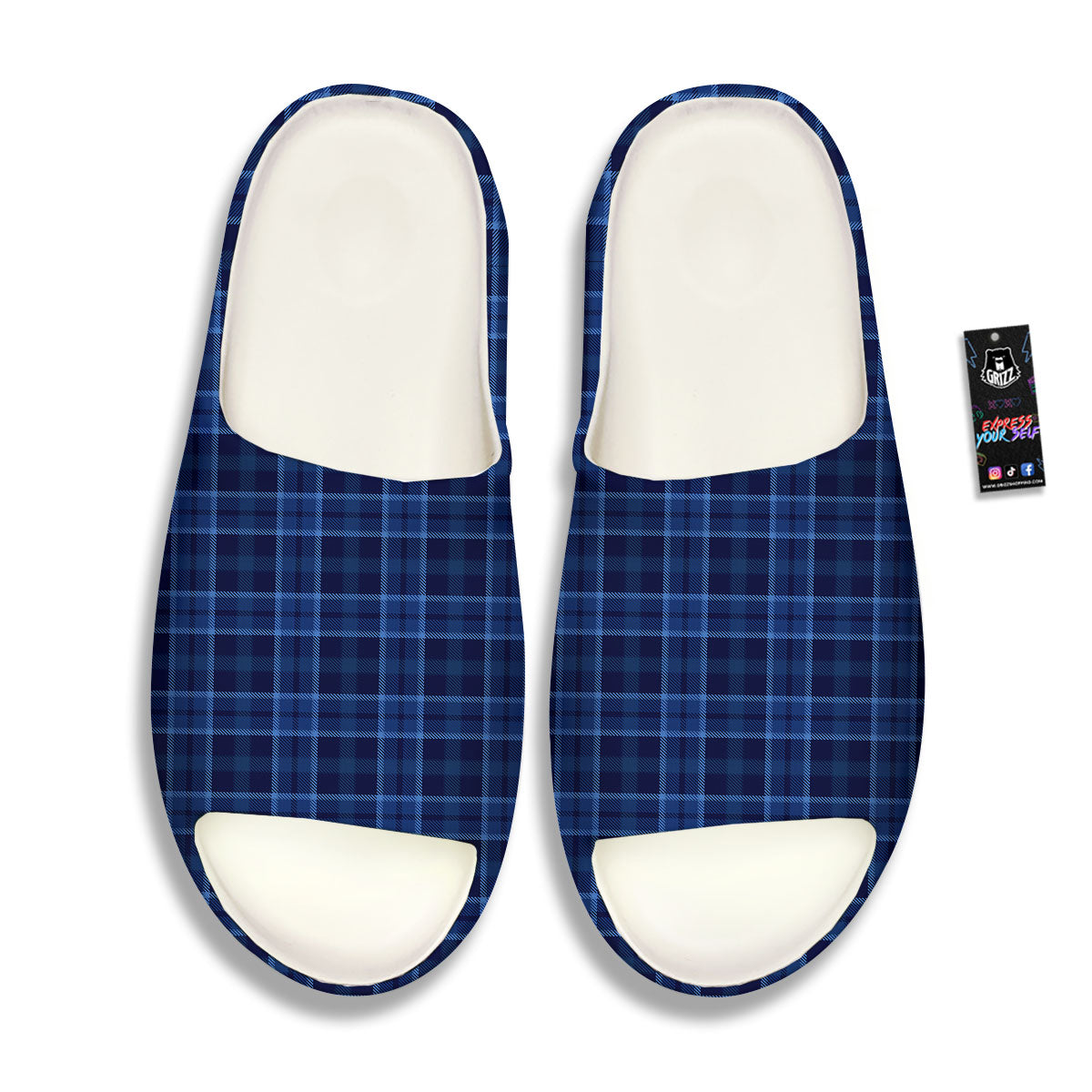 Tartan Blue Print Pattern Sandals-grizzshop