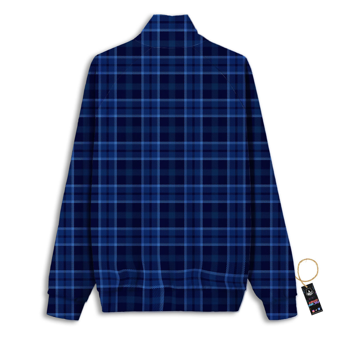 Tartan Blue Print Pattern Track Jacket-grizzshop