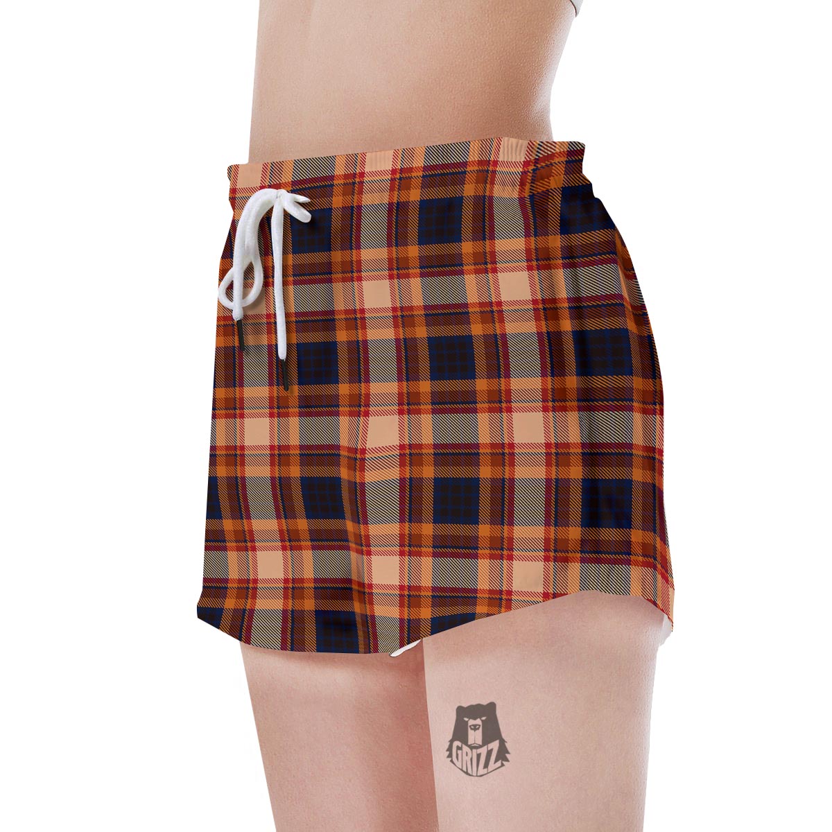 Tartan Brown Plaid Women's Shorts-grizzshop