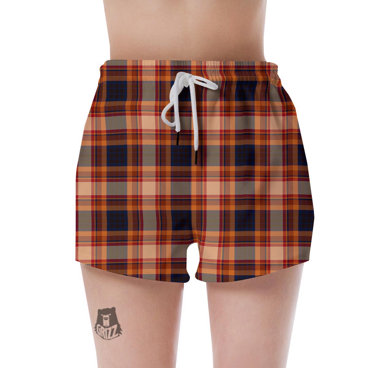 Tartan Brown Plaid Women's Shorts-grizzshop