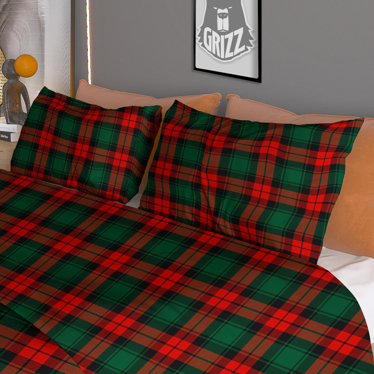 Striped Green Print Pattern Duvet Cover Bedding Set