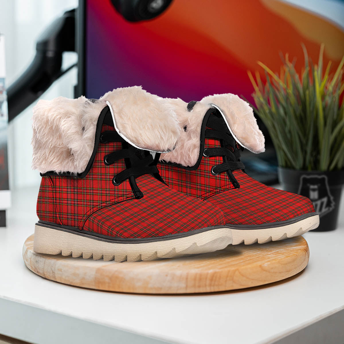 Tartan Christmas Scottish Print Pattern Snow Boots-grizzshop