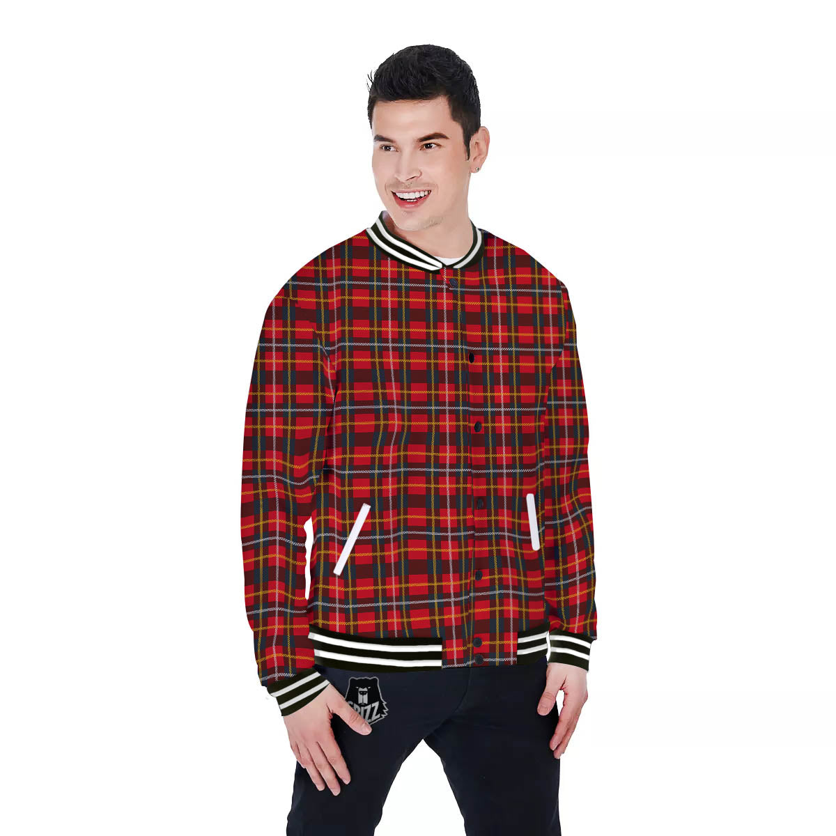 Tartan Clan Macqueen Print Pattern Baseball Jacket-grizzshop