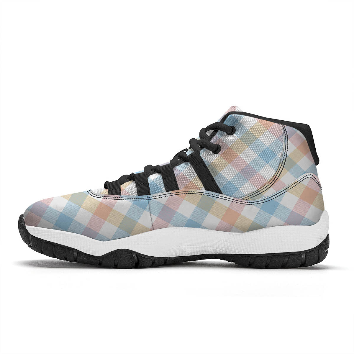 Tartan Colorful Print Pattern Black Bball Shoes-grizzshop