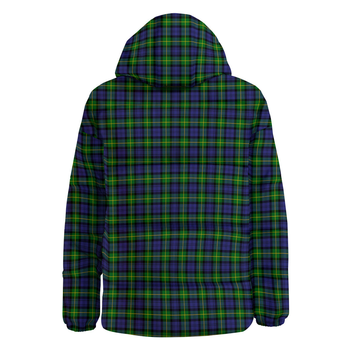 Tartan Green And Blue Print Pattern Down Jacket-grizzshop