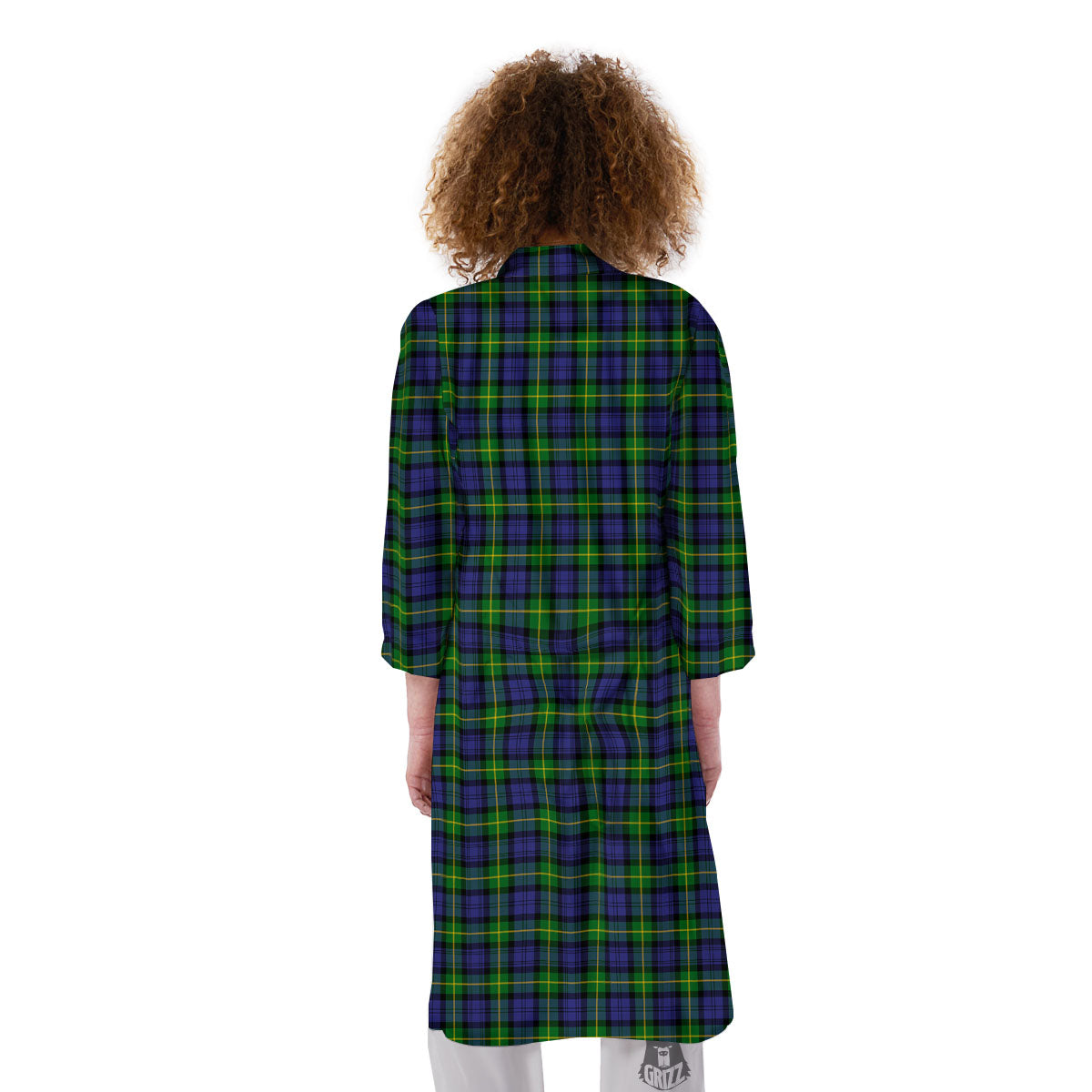 Tartan Green And Blue Print Pattern Kimono-grizzshop