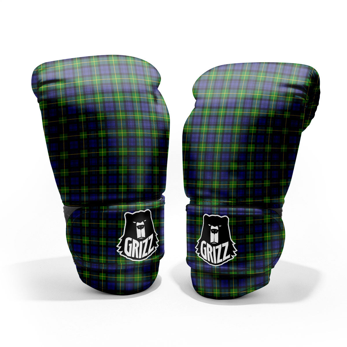 Tartan Green And Blue Print Pattern Pro Boxing Glove