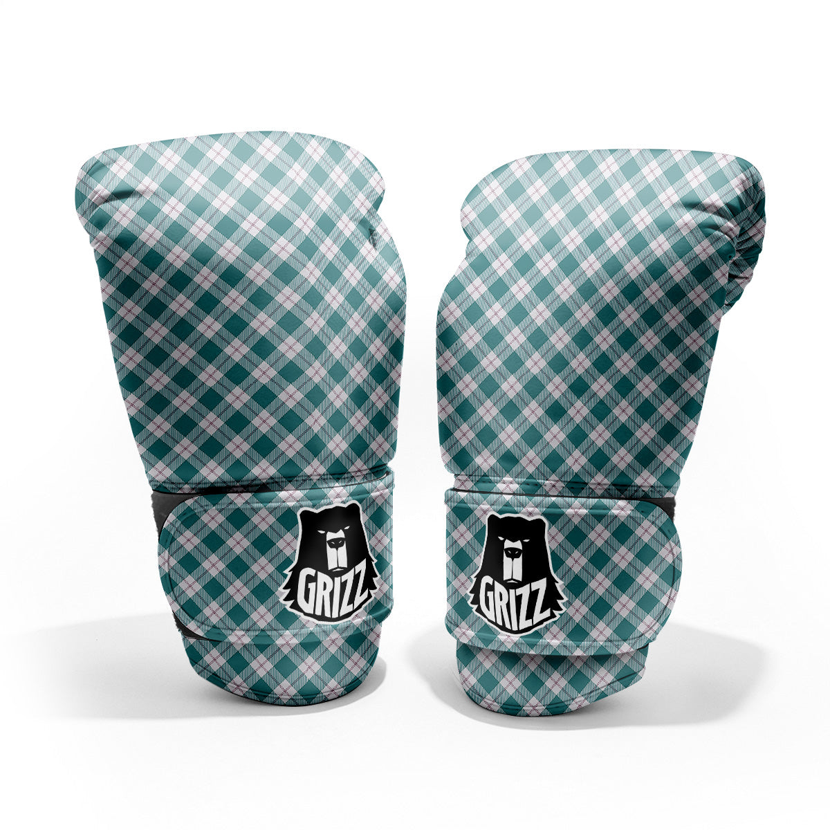 Tartan Green Red And White Print Pro Boxing Glove