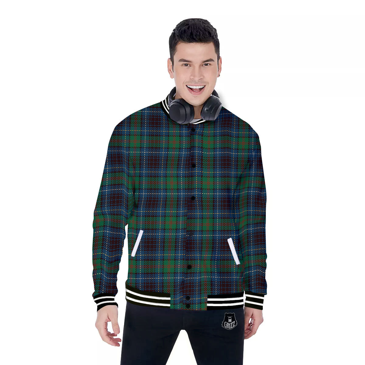 Tartan Irish Print Pattern Baseball Jacket-grizzshop