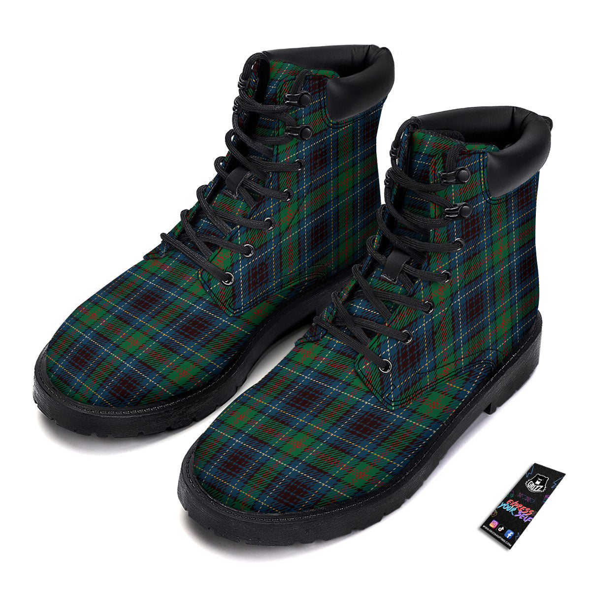 Tartan Irish Print Pattern Boots-grizzshop