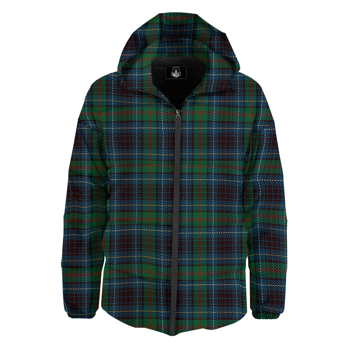Tartan Irish Print Pattern Down Jacket-grizzshop